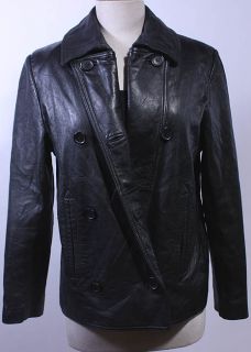 Womens Preston York Soft Leather P Pea Coat Jacket XS