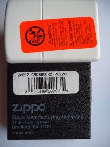 Crossword Puzzle White Zippo Windproof Lighter SEALED New Discontinued