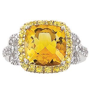 beautiful 14k white gold citrine yellow sapphire diamond filigree ring