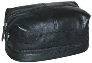 Dopp First Class Bottom Zippered Leather Travel Kit Mens Toiletry