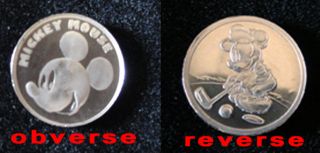 Mickey Golf Small Disney 1 20oz Pure 999 Silver Coin Disneyland Gift