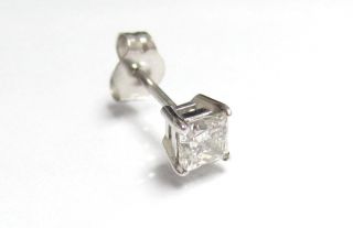 Diamond Stud Earrings Princess Cut 1 Single 1 2 Carat Total 14kt White