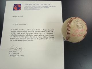  Game Used Baseball from Augie Donatelli Clementes Last