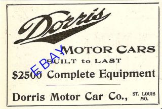 1911 Dorris Motor Car Ad Automobile St Louis Missouri