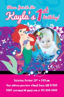 Princess ARIEL Mermaid Invitation Printable Birthday Party Disney 1st