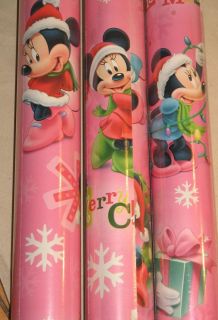 DISNEY CHRISTMAS WRAPPING PAPER #1 MINNIE MOUSE NIP 3 ROLLS 20 FEET