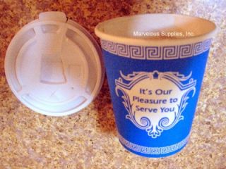 WOW 1000 Disposable 8 oz Hot Paper Coffee Cups & Lids