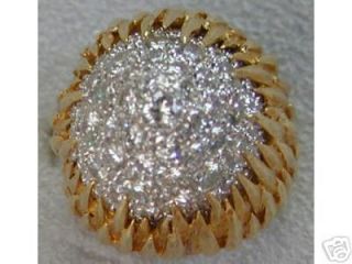 Estate 4TCT Pave Diamond Dome 18K Yellow Gold Ring