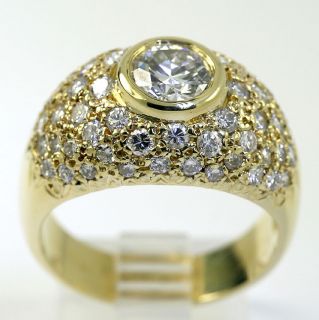 Chic 3 45ct G Color Diamond 18K YG Pave Dome Ring 1 15c Euro Center $