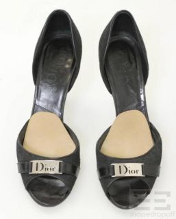 Dior Christian Dior Black Jacquard Logo Canvas DOrsay Heels Size 36 5