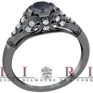 15 Carat Natural Black Diamond Engagement Ring 14k Black Gold
