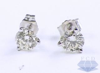  Brilliant H SI1 Diamond Stud Earrings 14kt White Gold Studs