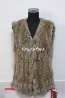 On Sale Hand Knitting Rabbit Fur Vests Natural Colour