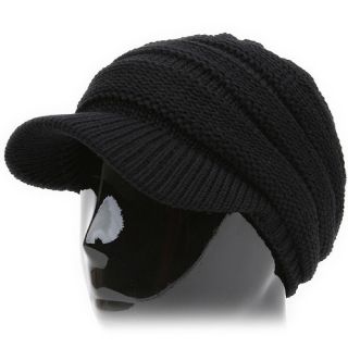Rasta DNP Black Knit Cap Hat Newsboy Skull Beanie Visor