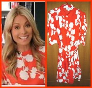 398 Diane Von Furstenberg Karin Halo Buds Red Silk Shirt Dress 6 Sold