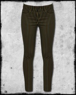 Spin Doctor Black Brown Striped Gatsby Steampunk Vtg Skinny Fit Jeans