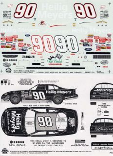 90 Dick Trickle Helig Meyers 1998 Ford Decals S