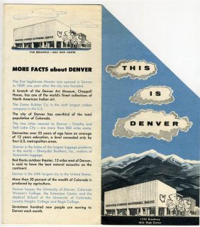 This Is Denver Brochure with Map United States National Bank 1955