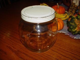 Vintage Brockway PA Hoosier Square Glass Jar Canister w White Lid 5575