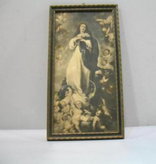 Antique Sepia Print Picture Ascension of Mary John Drescher