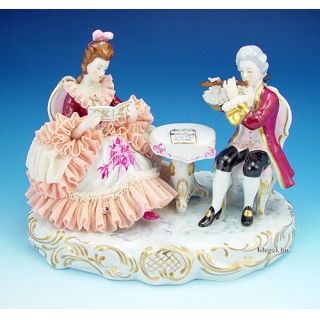large dresden lace couple figurine