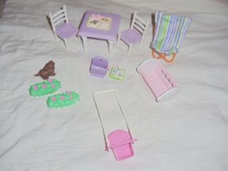  Family Dollhouse Furniture Swing Cradle Table Chairs Dog Lot