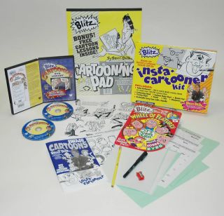 Bruce Blitz Cartoon Kit Drawing w Paper 2 DVDs New