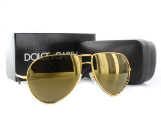 Dolce and Gabbana 2082 440 F9 Gold Aviator Sunglasses