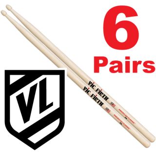 Vic Firth American Classic 5A Wood Tip Drum Sticks 6pr