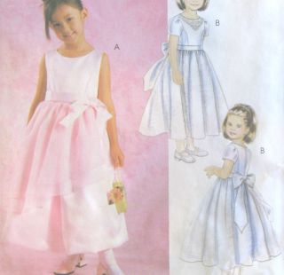 Childs Girls Lined Evening Dress Sewing Pattern Princess Seams Ruffle