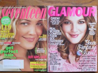 Drew Barrymore on 2004 Seventeen 2007 Glamour Magazines