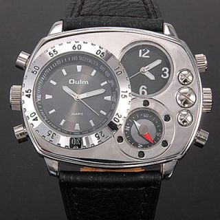 MENS MILITARY WATCH Dual Time Stainless Case Back Black Face NIB