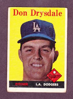  1958 Topps 25 Don Drysdale Dodgers