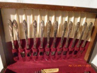  54 piece sterling silver plate flatware set Holmes & Edwards IS inlaid