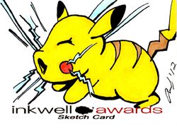 PIKACHU SKETCHCARD ART SIGNED BY ANDY DRISCOLL