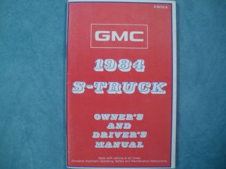  1984 GMC s Truck Owner's and Driver's Manual