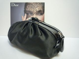 New Christian Dior Black Silk Makeup Cosmetic Bag Case