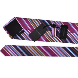 100% new DUCHAMP TIE mens jacquard silk, purple navy brown stripes