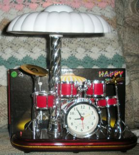Drum Set Kit Alarm Clock w Night Light Red 10 5 x 12 NEW Sealed