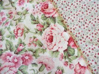 Pink Cabbage Rose Floral Quilting Fabric Lot