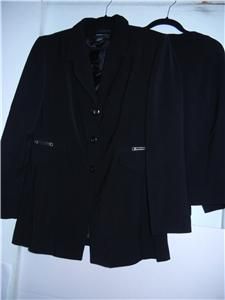 Donizetti Womens Black Suit Blazer Skirt Set Long Jacket Outfit 12