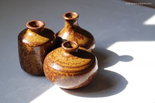 Mid Century Ceramic Studio Pottery Triple Bud Vase MCM