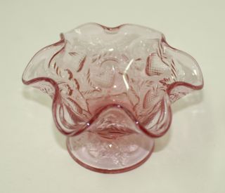  Fenton Footed Pink Strawberry Candy Dish Compote