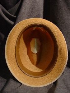 Vintage Dunlap Supreme Straw Fedora Hat Natural Center Dent Size 7