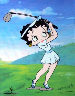 Betty Boop Original Animation Art Sericel Cel Playing Golf Teeing Off