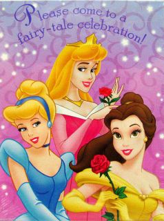 Disney Princess Invitations Belle Cinderella Aurua Birthday Party