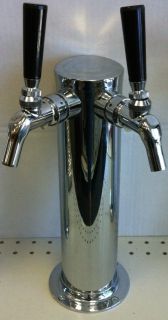 Dual Tap Stainless Draft Beer Tower w Perlick 525SS Faucets