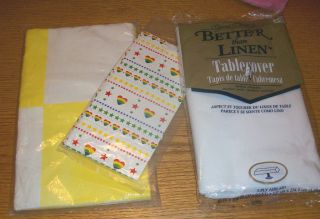 New NIP Paper Table Cloth Yellow White Check Better Than Linen Solid