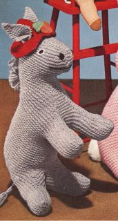 Donkey Foal Stuffed Animal Toy Knitting Pattern Vintage