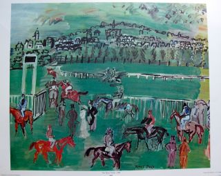 Raoul Dufy 1971 Plate Signed Lithograph The Race Track 1928